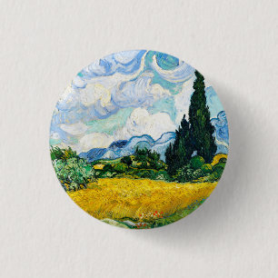 Vincent Van Gogh Weizenfeld mit Zypressen Button