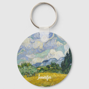Vincent Van Gogh Weizenfeld mit Zypressen Custom Schlüsselanhänger
