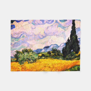 Vincent Van Gogh Weizenfeld mit Zypressen Fleecedecke