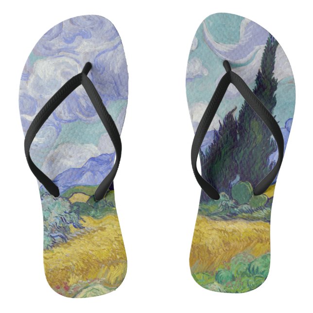 Vincent Van Gogh - Weizenfeld mit Zypressen Flip Flops (Fußbett)