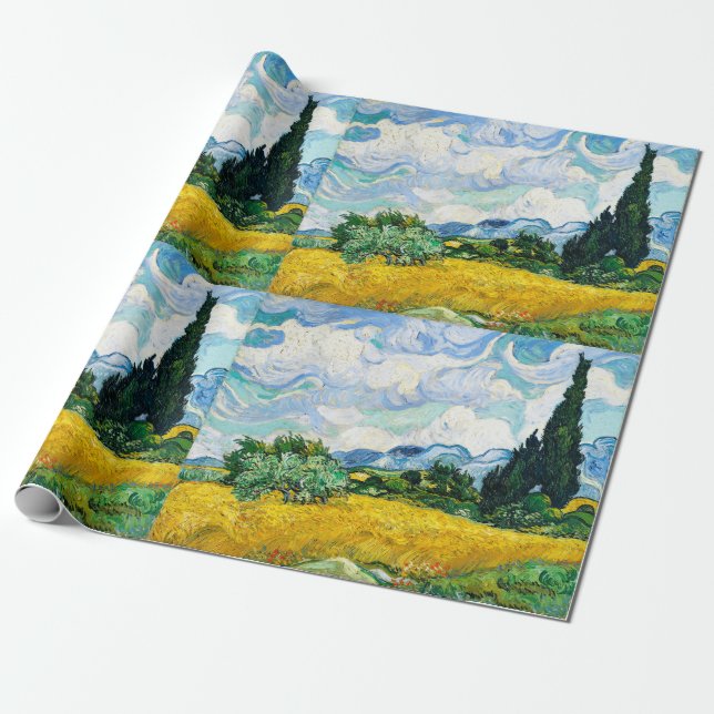 Vincent Van Gogh Weizenfeld mit Zypressen Geschenkpapier (Ungerollt)