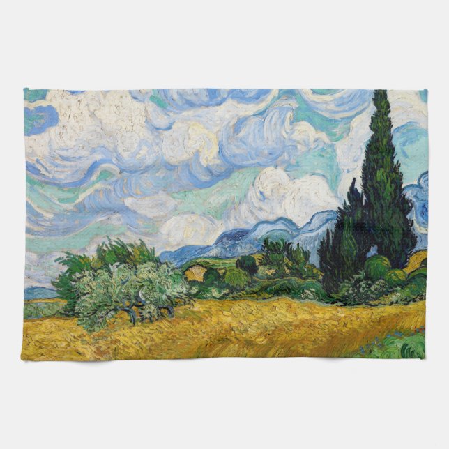 Vincent Van Gogh - Weizenfeld mit Zypressen Geschirrtuch (Horizontal)