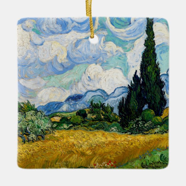 Vincent Van Gogh - Weizenfeld mit Zypressen Keramikornament (Vorderseite)