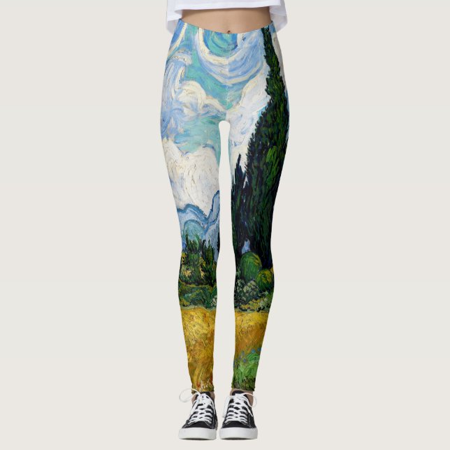 Vincent Van Gogh - Weizenfeld mit Zypressen Leggings (Vorderseite)