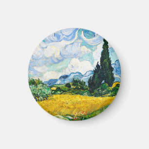 Vincent Van Gogh Weizenfeld mit Zypressen Magnet