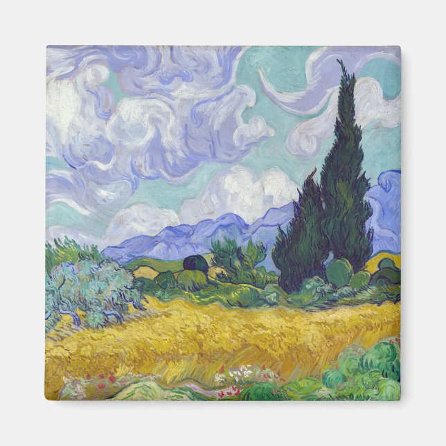 Vincent Van Gogh - Weizenfeld mit Zypressen Magnet (Vorne)
