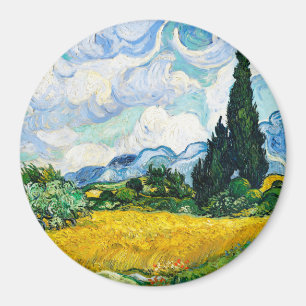 Vincent Van Gogh Weizenfeld mit Zypressen Magnet