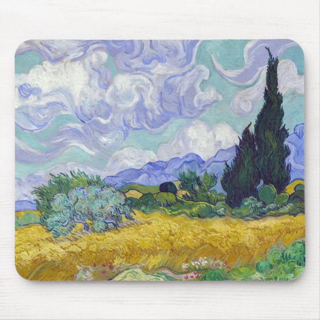 Vincent Van Gogh - Weizenfeld mit Zypressen Mousepad (Vorne)