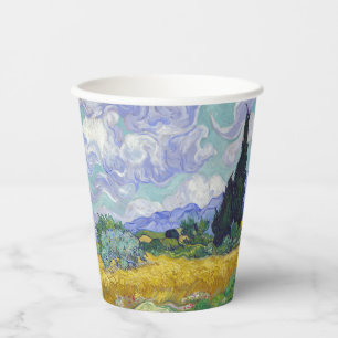 Vincent Van Gogh - Weizenfeld mit Zypressen Pappbecher