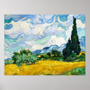 Vincent Van Gogh Weizenfeld mit Zypressen Poster