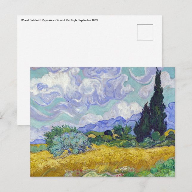 Vincent Van Gogh - Weizenfeld mit Zypressen Postkarte (Vorne/Hinten)
