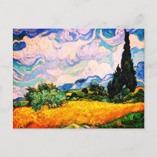 Vincent Van Gogh Weizenfeld mit Zypressen Postkarte