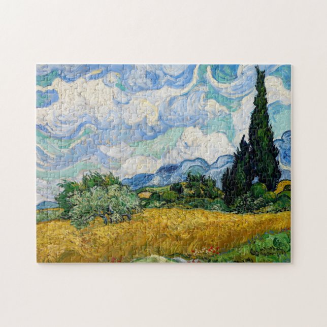 Vincent Van Gogh - Weizenfeld mit Zypressen Puzzle (Horizontal)