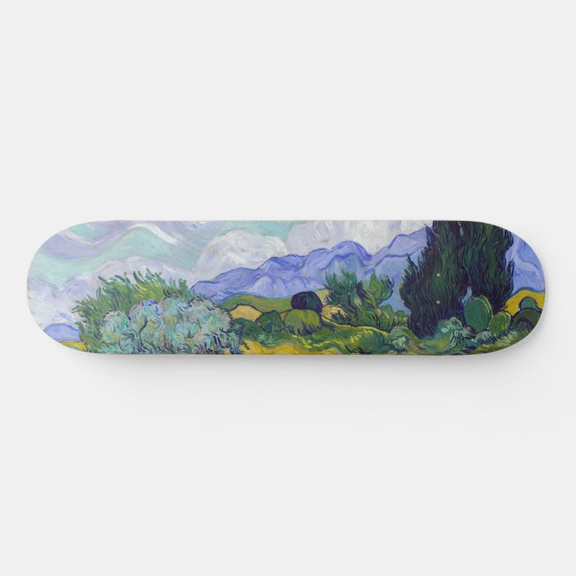 Vincent Van Gogh - Weizenfeld mit Zypressen Skateboard (Horizontal)