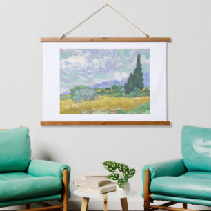 Vincent Van Gogh, Weizenfeld mit Zypressen Wandteppich Mit Holzrahmen