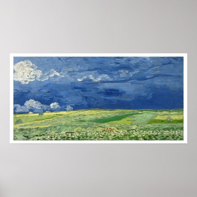Vincent Van Gogh Weizenfeld unter Gewitterwolken Poster (Vorne)