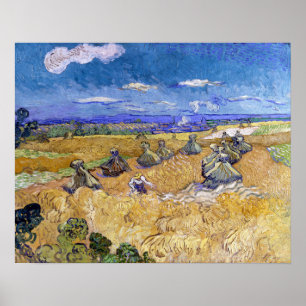 Vincent van Gogh - Weizenscheunen mit Schnittern Poster