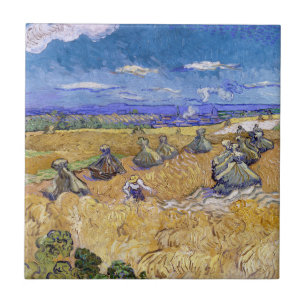 Vincent van Gogh - Weizenstapel mit Schnittern Fliese