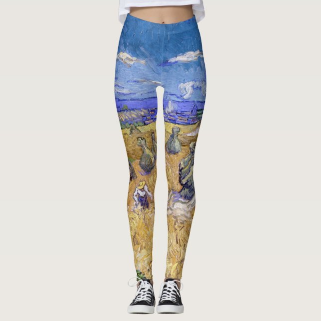 Vincent van Gogh - Weizenstapel mit Sensenmännern Leggings (Vorderseite)