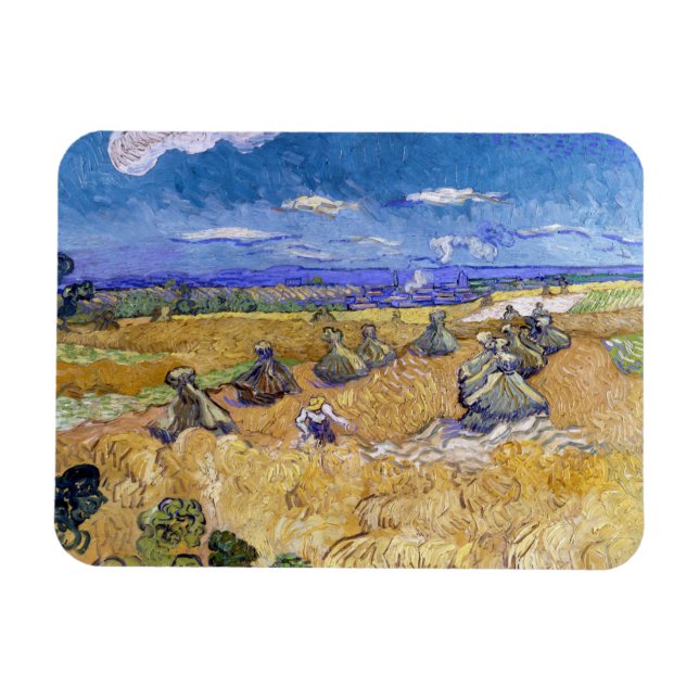 Vincent van Gogh - Weizenstapel mit Sensenmännern Magnet (Horizontal)