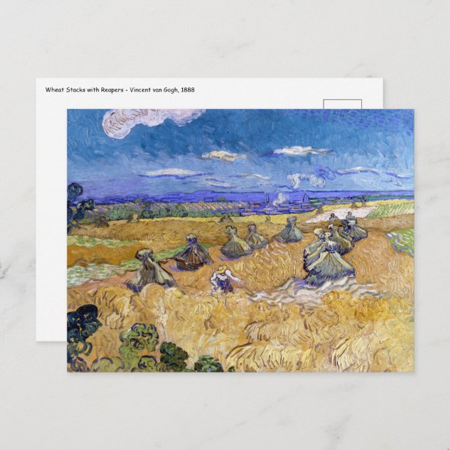 Vincent van Gogh - Weizenstapel mit Sensenmännern Postkarte (Vorne/Hinten)