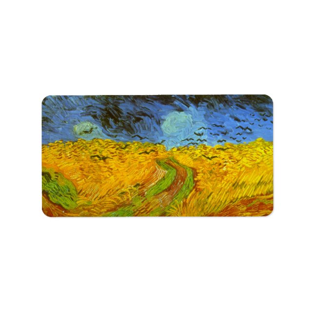 Vincent van Gogh Wheat Field mit Crows Adressaufkleber (Vorne)