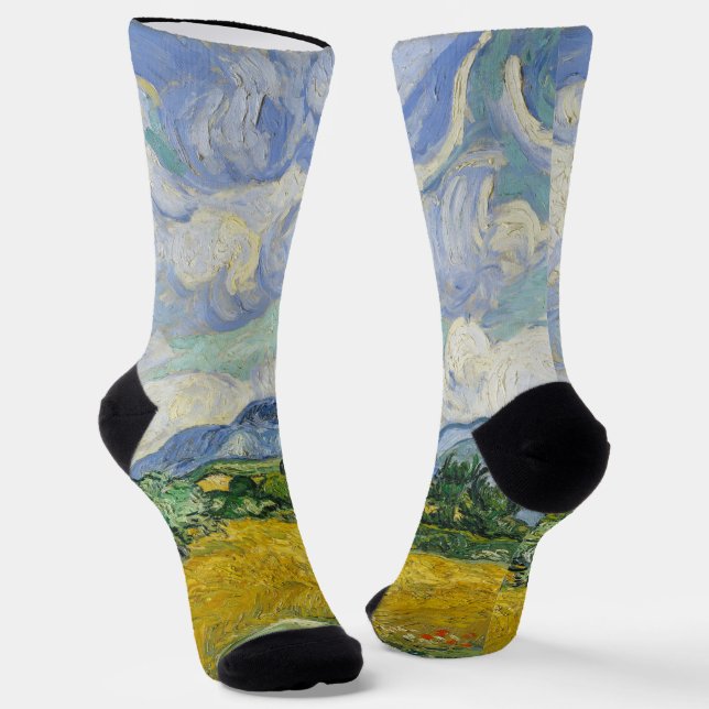 Vincent Van Gogh Wheat Field mit Cypressen Art Socken (Gewinkelt)