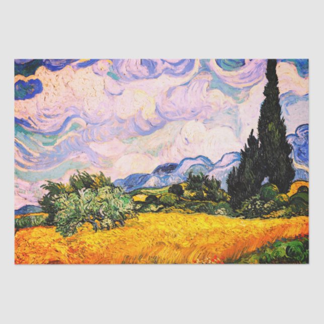 Vincent Van Gogh Wheat Field mit Cypressen Gewebe Seidenpapier (Vorderseite)