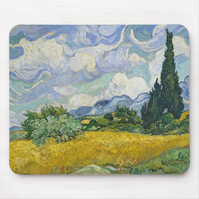 Vincent Van Gogh Wheat Field mit Cypressen Mousepad (Vorne)