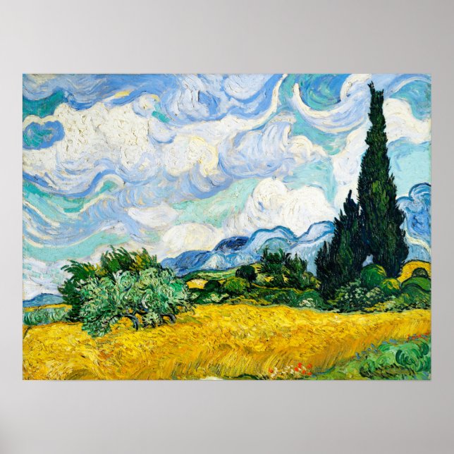 Vincent Van Gogh Wheat Field mit Cypressen Poster (Vorne)