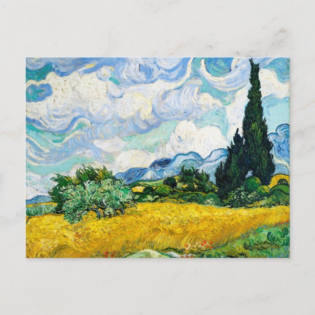 Vincent Van Gogh Wheat Field mit Cypressen Postkarte (Vorderseite)