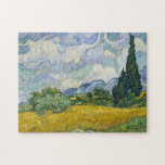 Vincent Van Gogh Wheat Field mit Cypressen Puzzle<br><div class="desc">Schönes Vintages Kunstwerk aus dem Jahre 1889 des berühmten Malers Vincent Van Gogh,  einer meiner Lieblingskünstler aus der impressionistischen Zeit. Diese beeindruckende Landschaftskunst zeigt große grüne Zypressen Set gegen hübsche Wolken über einem Weizenfeld.</div>