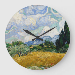 Vincent Van Gogh Wheat Field With Cypresses Große Wanduhr
