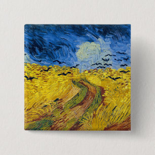 Vincent van Gogh - Wheatfield mit Crows Button
