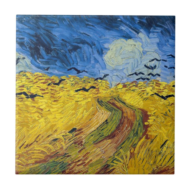Vincent van Gogh - Wheatfield mit Crows Fliese (Vorderseite)