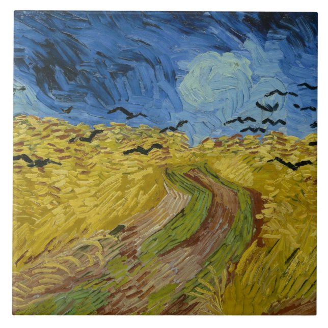 Vincent van Gogh - Wheatfield mit Crows Fliese (Vorderseite)