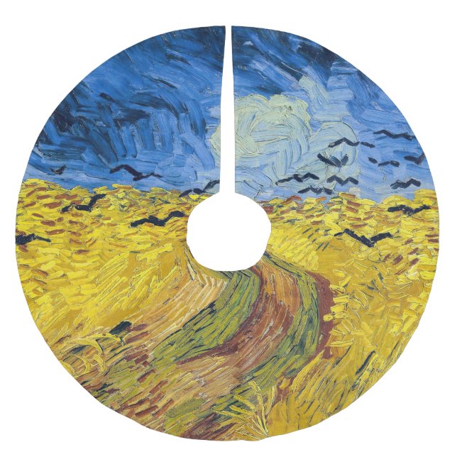 Vincent van Gogh - Wheatfield mit Crows Polyester Weihnachtsbaumdecke (Vorderseite)