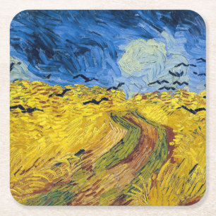 Vincent van Gogh - Wheatfield mit Crows Rechteckiger Pappuntersetzer