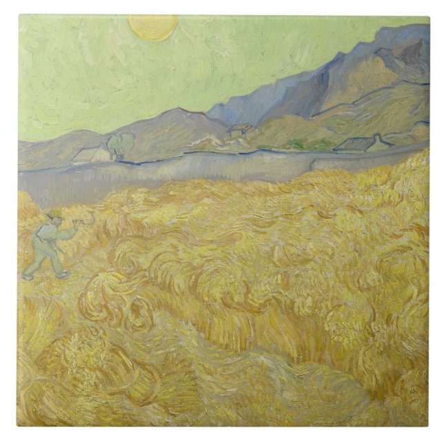 Vincent van Gogh - Wheatfield mit einem Sensenmann Fliese (Vorderseite)