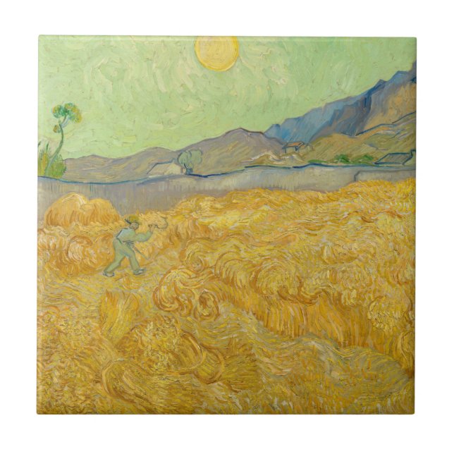 Vincent van Gogh - Wheatfield mit einem Sensenmann Fliese (Vorderseite)