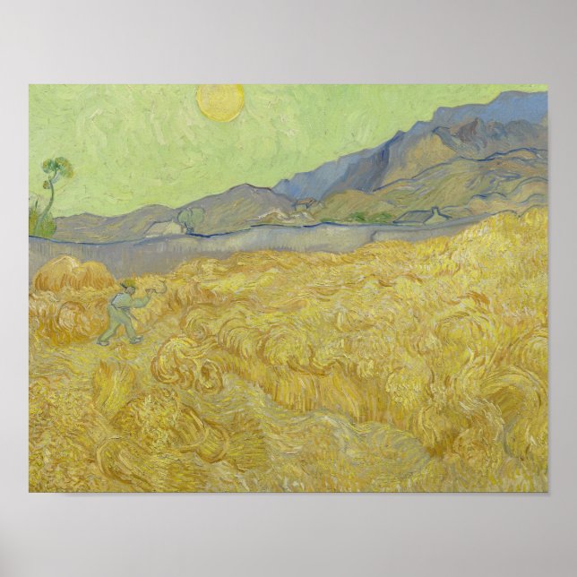 Vincent van Gogh - Wheatfield mit einem Sensenmann Poster (Vorne)