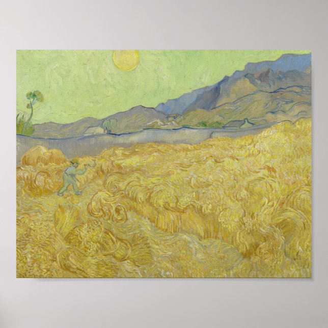 Vincent van Gogh - Wheatfield mit einem Sensenmann Poster (Vorne)