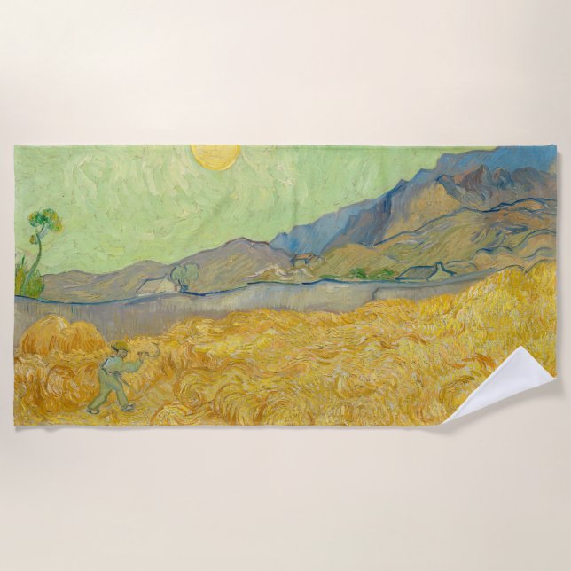 Vincent van Gogh - Wheatfield mit einem Sensenmann Strandtuch (Vorderseite)
