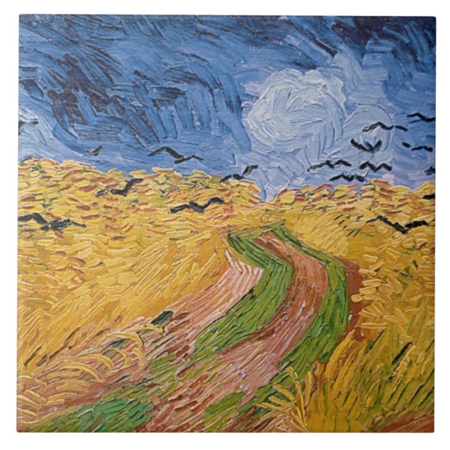 Vincent van Gogh | Wheatfield mit Krähen, 1890 Fliese (Vorderseite)