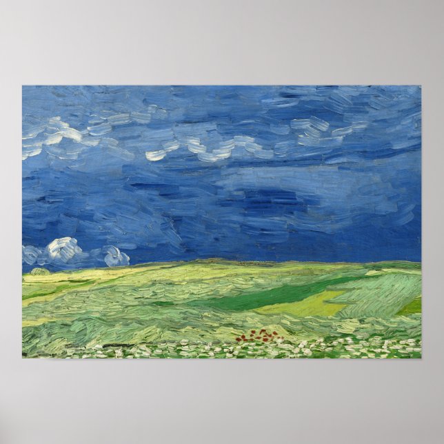 Vincent van Gogh - Wheatfield unter Thunderclouds Poster (Vorne)