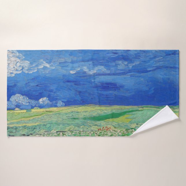 Vincent van Gogh - Wheatfields under Thunderclouds Badhandtuch Set (Badehandtuch)