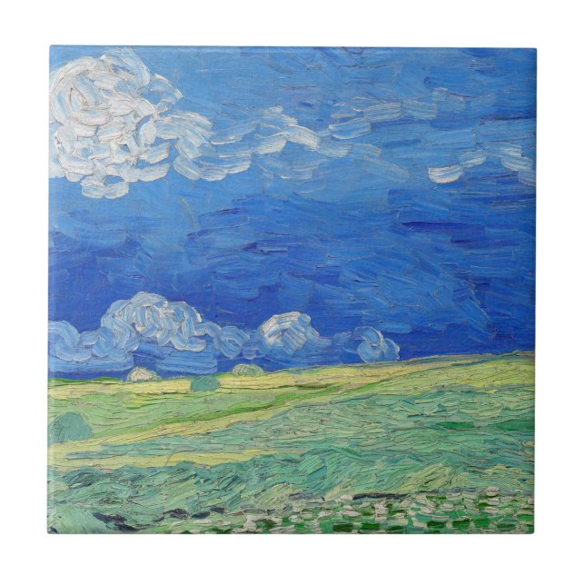 Vincent van Gogh - Wheatfields under Thunderclouds Fliese (Vorderseite)