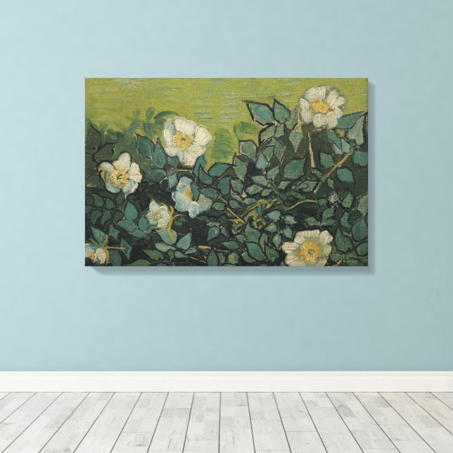 Vincent van Gogh - Wilde Rose Leinwanddruck (Insitu (Holzboden))