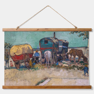 Vincent van Gogh - Wohnwagen, Zigeunerlager bei Ar Wandteppich Mit Holzrahmen