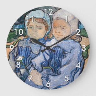Vincent van Gogh - Zwei kleine Mädchen Große Wanduhr